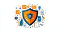 Empowering Your Digital Defense: A Shield Surrounded by Innovative Icons Making a Secure Future