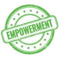 EMPOWERMENT text on green grungy round rubber stamp