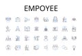 Empoyee line icons collection. Team member, Staffer, Worker bee, Crew member, Laborer, Office worker, Co-worker vector Royalty Free Stock Photo