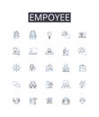 Empoyee line icons collection. Team member, Staffer, Worker bee, Crew member, Laborer, Office worker, Co-worker vector