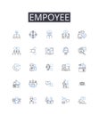 Empoyee line icons collection. Team member, Staffer, Worker bee, Crew member, Laborer, Office worker, Co-worker vector Royalty Free Stock Photo