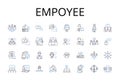 Empoyee line icons collection. Team member, Staffer, Worker bee, Crew member, Laborer, Office worker, Co-worker vector