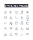 Empoyee work line icons collection. Staff duties, Labor inputs, Personnel activity, Workforce tasks, Service output, Job