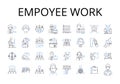 Empoyee work line icons collection. Staff duties, Labor inputs, Personnel activity, Workforce tasks, Service output, Job