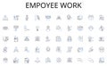 Empoyee work line icons collection. Analytics, Branding, Campaigns, Customers, Digital, Engagement, Funnel vector and
