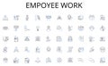 Empoyee work line icons collection. Analytics, Branding, Campaigns, Customers, Digital, Engagement, Funnel vector and