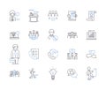 Empoyee work outline icons collection. Employee, Work, Labor, Task, Performance, Compensation, Hours vector and