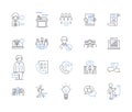 Empoyee work outline icons collection. Employee, Work, Labor, Task, Performance, Compensation, Hours vector and