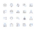 Empoyee work outline icons collection. Employee, Work, Labor, Task, Performance, Compensation, Hours vector and