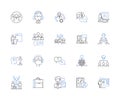 Empoyee work outline icons collection. Employee, Work, Labor, Task, Performance, Compensation, Hours vector and