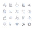 Empoyee work outline icons collection. Employee, Work, Labor, Task, Performance, Compensation, Hours vector and