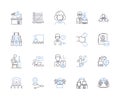 Empoyee work outline icons collection. Employee, Work, Labor, Task, Performance, Compensation, Hours vector and