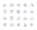 Empoyee work outline icons collection. Employee, Work, Labor, Task, Performance, Compensation, Hours vector and