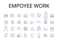 Empoyee work line icons collection. Staff duties, Labor inputs, Personnel activity, Workforce tasks, Service output, Job