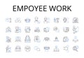 Empoyee work line icons collection. Staff duties, Labor inputs, Personnel activity, Workforce tasks, Service output, Job