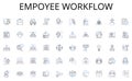 Empoyee workflow line icons collection. roductivity, Streamlining, Effectiveness, Optimization, Organization