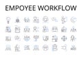 Empoyee workflow line icons collection. Staff process, Personnel sequence, Worker system, Labor management, Staff