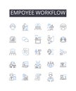 Empoyee workflow line icons collection. Staff process, Personnel sequence, Worker system, Labor management, Staff