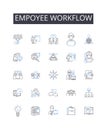 Empoyee workflow line icons collection. Wireless, Fiber-optic, Nerk, Communication, Satellite, Broadband, Digital vector