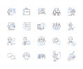 Empoyee workflow outline icons collection. Employee, Workflow, Management, Process, Automation, System, Time vector and