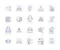Empoyee workflow outline icons collection. Employee, Workflow, Management, Process, Automation, System, Time vector and