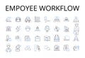 Empoyee workflow line icons collection. Staff process, Personnel sequence, Worker system, Labor management, Staff