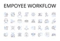 Empoyee workflow line icons collection. Staff process, Personnel sequence, Worker system, Labor management, Staff