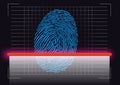 Fingerprint symbol taken from a crime scene that is scanned to identify suspicion