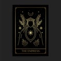 The empress magic major arcana tarot card in golden hand drawn style Royalty Free Stock Photo