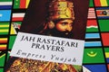 Empress Yuajah book cover Jah Rastafari Prayers, portrait of King Haile Selassie, Bob Marley reggae music