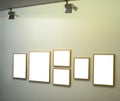 Empt frames on gallery wall