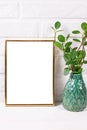 Empt golden frame mockup with copy space