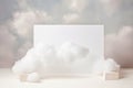 Empty room with Blank white backdrop and background of clouds