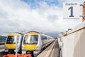 Emptu British train plaform in United Kingdom Royalty Free Stock Photo