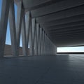 Empty abstract modern concrete interior. 3D illustration. 3D rendering