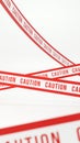 Empty accident scene with caution tape fencing Royalty Free Stock Photo