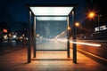 Empty ad light box at night bus stop in city street Royalty Free Stock Photo