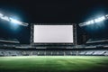 Empty advertising big white billboard for commercial information mock up in the stadium, night time Royalty Free Stock Photo