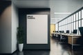 Empty advertising billboard frame on wall in office lobby copy space for mock up Royalty Free Stock Photo