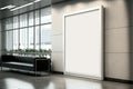 Empty advertising billboard frame on wall in office lobby copy space for mock up. Generative AI Royalty Free Stock Photo