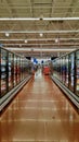 Empty aile at the grocery  store Royalty Free Stock Photo