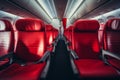 Empty aircraft red interior. Generate Ai