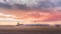 Empty airport with no airplanes due to coronavirus pandemics and flight restrictions