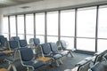 Empty airport terminal waiting area with chairs lounge with seat Royalty Free Stock Photo