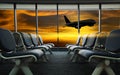 Empty airport terminal waiting area with chairs lounge with seat Royalty Free Stock Photo