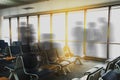 Empty airport terminal waiting area with chairs lounge with seat Royalty Free Stock Photo