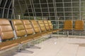 The empty airport terminal waiting area with chairs in night Royalty Free Stock Photo