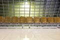 The empty airport terminal waiting area with chairs in night Royalty Free Stock Photo