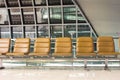 The empty airport terminal waiting area with chairs in night Royalty Free Stock Photo