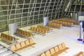 The empty airport terminal waiting area with chairs in night Royalty Free Stock Photo